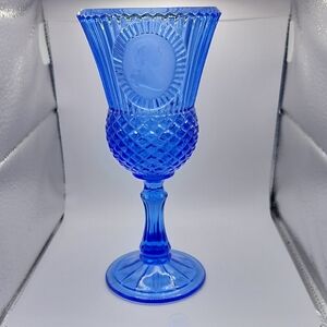 Elegant Vintage Fostoria Cobalt Blue George Washington Bicentennial  Goblet